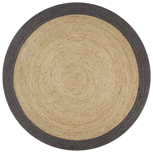 Teppich Handgefertigt Jute mit Dunkelgrauem Rand 150 cm - Pazzar.ch