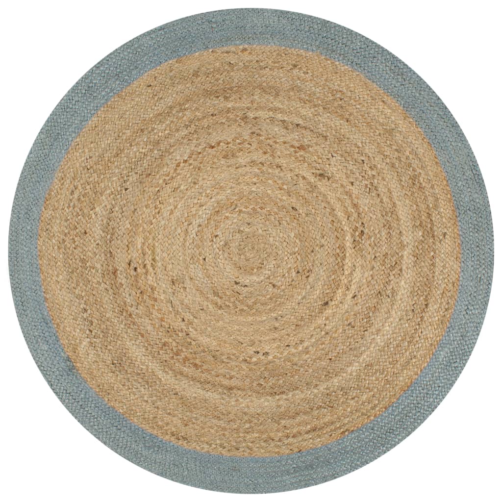 Teppich Handgefertigt Jute mit Olivgrünem Rand 150 cm - Pazzar.ch