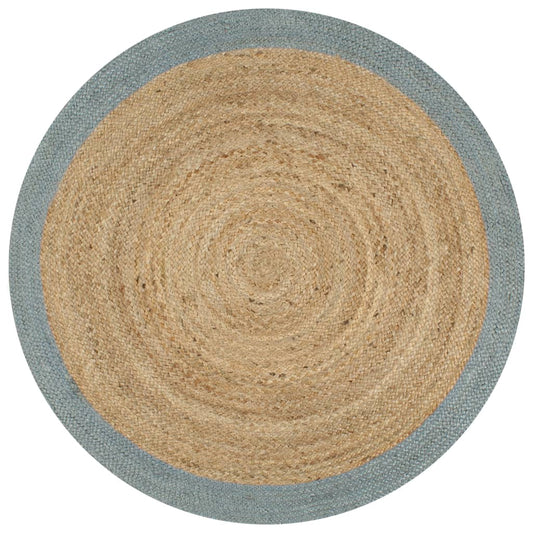 Teppich Handgefertigt Jute mit Olivgrünem Rand 150 cm - Pazzar.ch