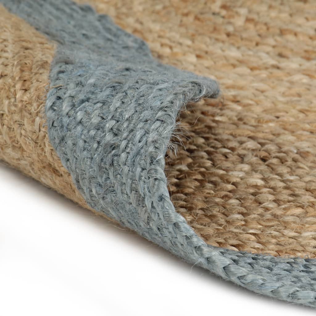Teppich Handgefertigt Jute mit Olivgrünem Rand 150 cm - Pazzar.ch