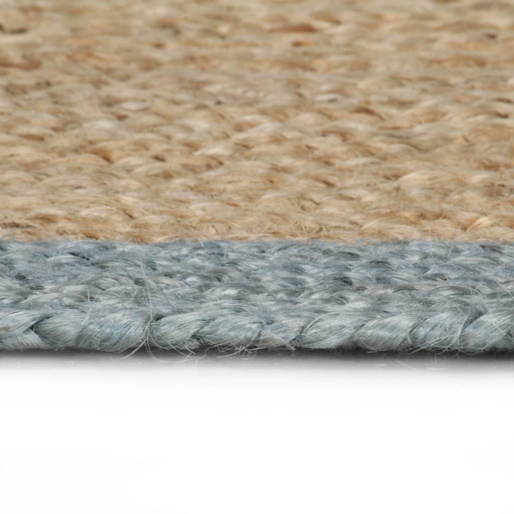 Teppich Handgefertigt Jute mit Olivgrünem Rand 150 cm - Pazzar.ch