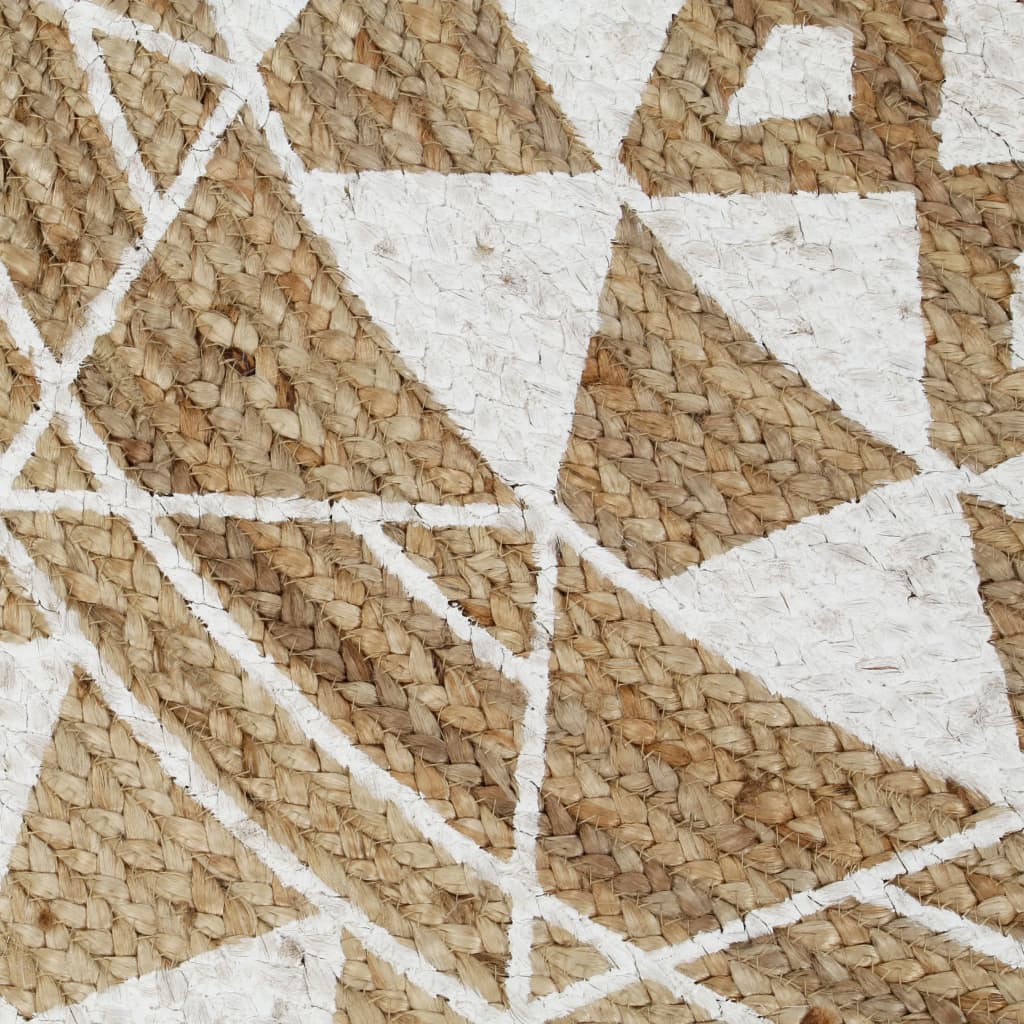 Teppich Handgefertigt Jute mit weißem Aufdruck 90 cm - Pazzar.ch