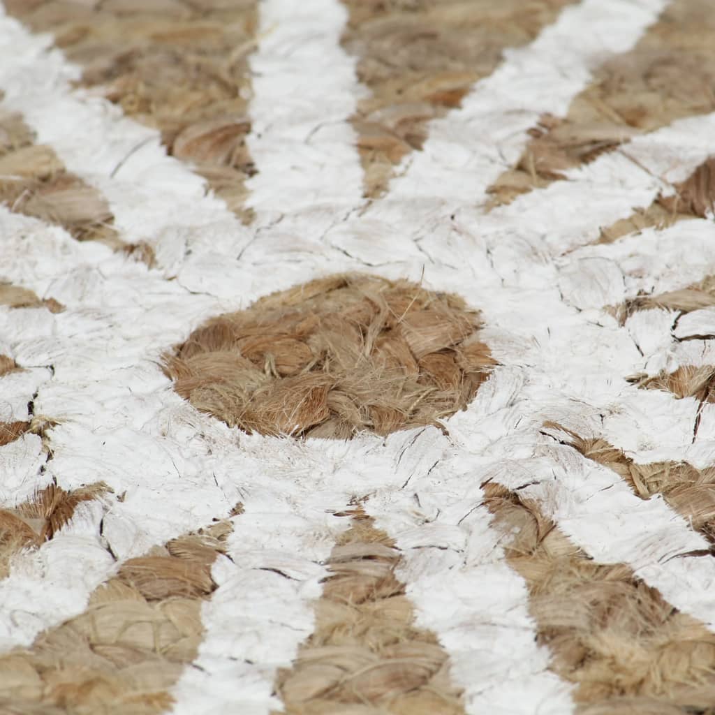 Teppich Handgefertigt Jute mit weißem Aufdruck 90 cm - Pazzar.ch