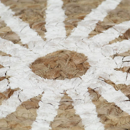 Teppich Handgefertigt Jute mit weißem Aufdruck 120 cm - Pazzar.ch