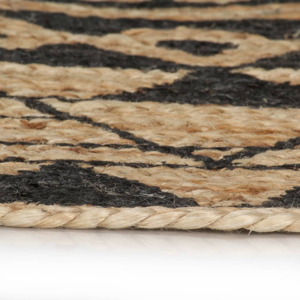 Teppich Handgefertigt Jute mit Schwarzem Aufdruck 150 cm - Pazzar.ch