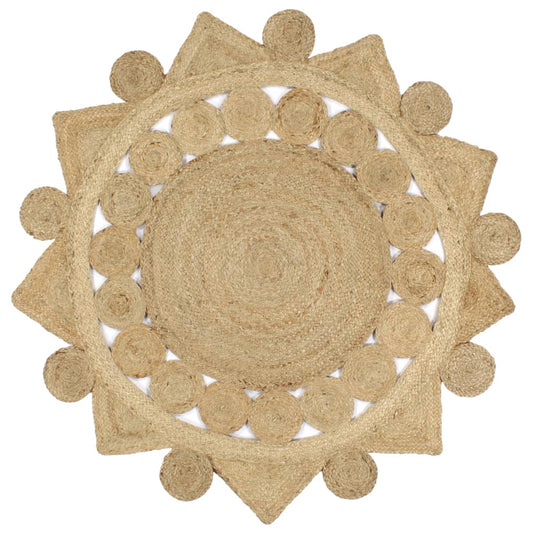 Teppich Handgefertigt Jute Geflochten 120 cm - Pazzar.ch