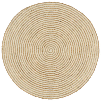 Teppich Handgefertigt Jute mit Spiralen-Design Weiß 90 cm - Pazzar.ch