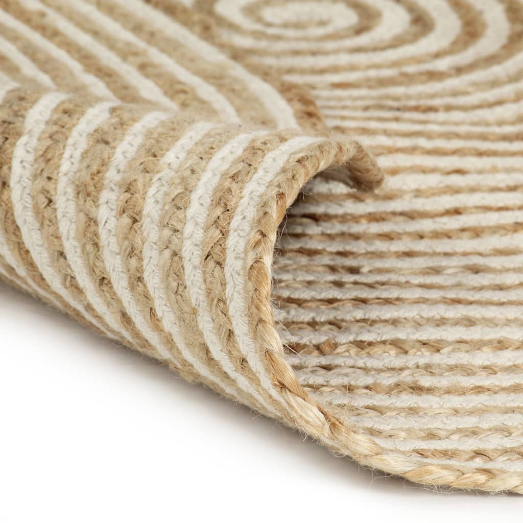 Teppich Handgefertigt Jute mit Spiralen-Design Weiß 90 cm - Pazzar.ch