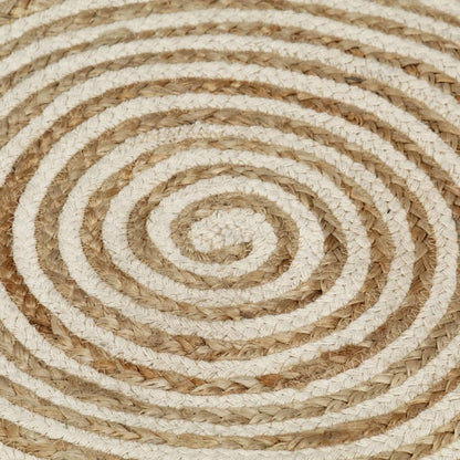 Teppich Handgefertigt Jute mit Spiralen-Design Weiß 90 cm - Pazzar.ch