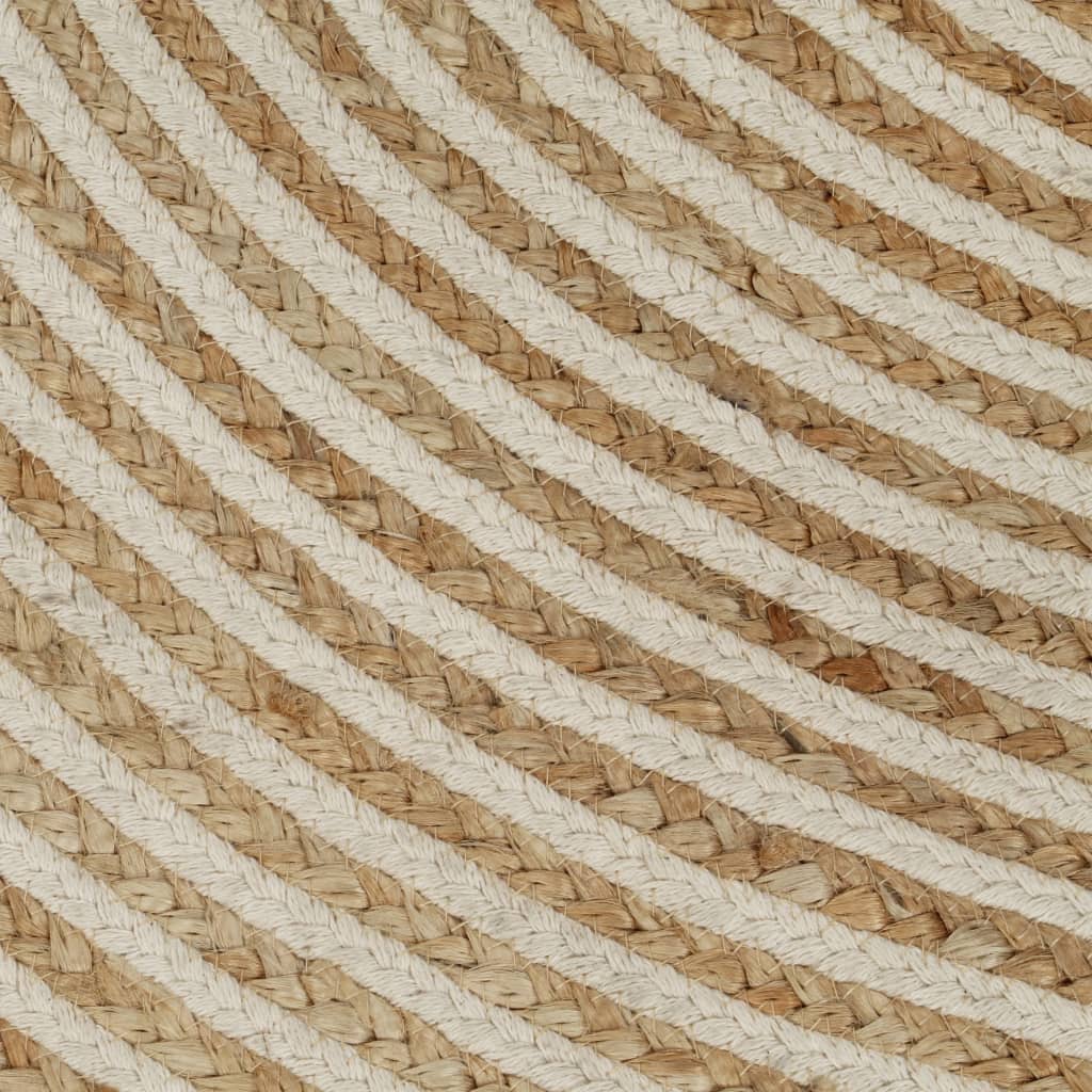 Teppich Handgefertigt Jute mit Spiralen-Design Weiß 90 cm - Pazzar.ch
