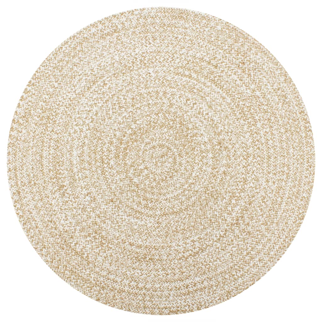 Teppich Handgefertigt Jute Weiß und Natur 90 cm - Pazzar.ch