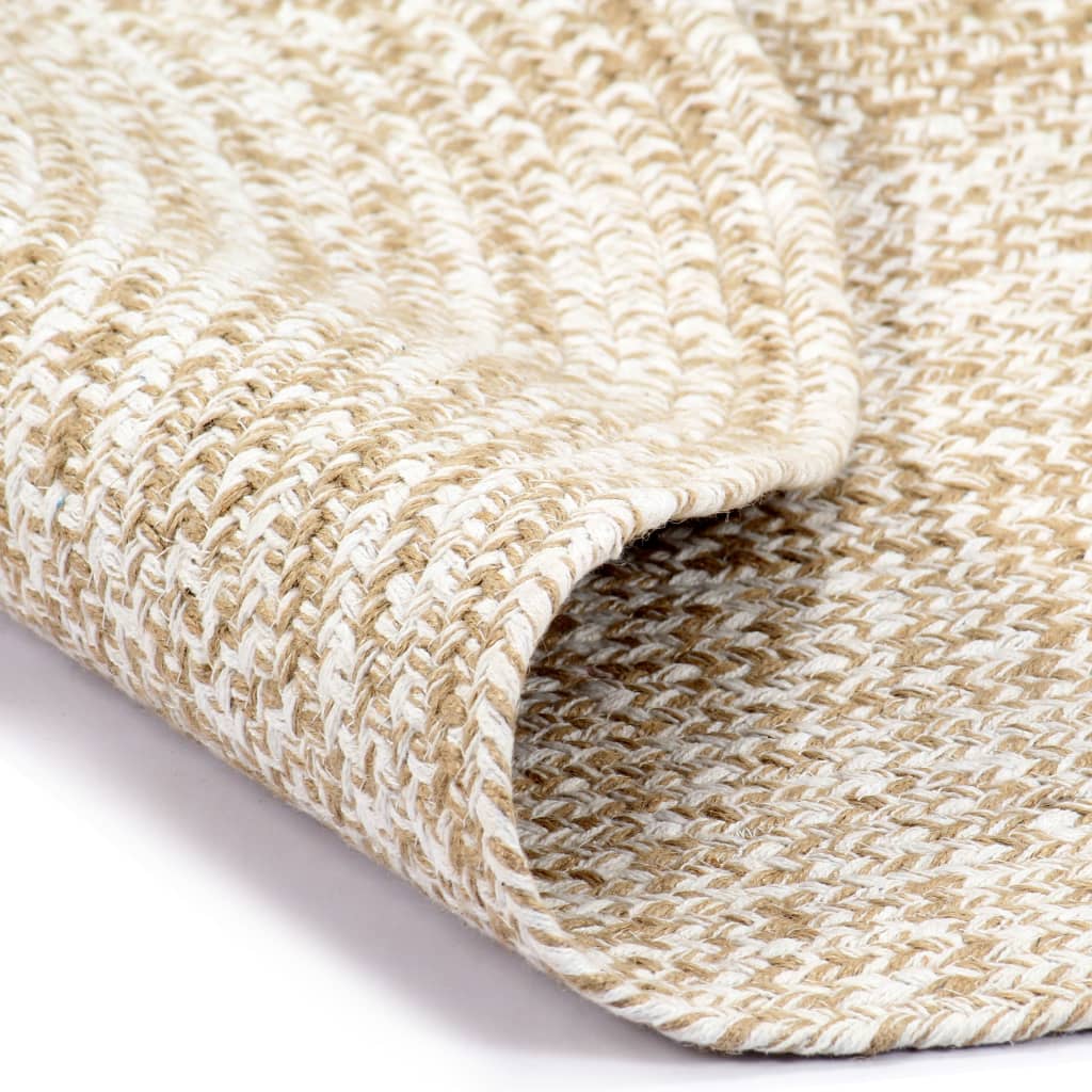 Teppich Handgefertigt Jute Weiß und Natur 90 cm - Pazzar.ch