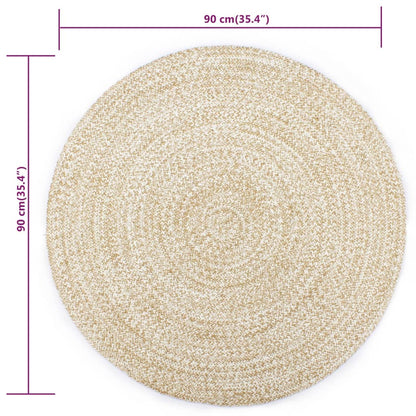 Teppich Handgefertigt Jute Weiß und Natur 90 cm - Pazzar.ch