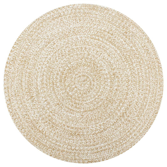 Teppich Handgefertigt Jute Weiß und Natur 120 cm - Pazzar.ch