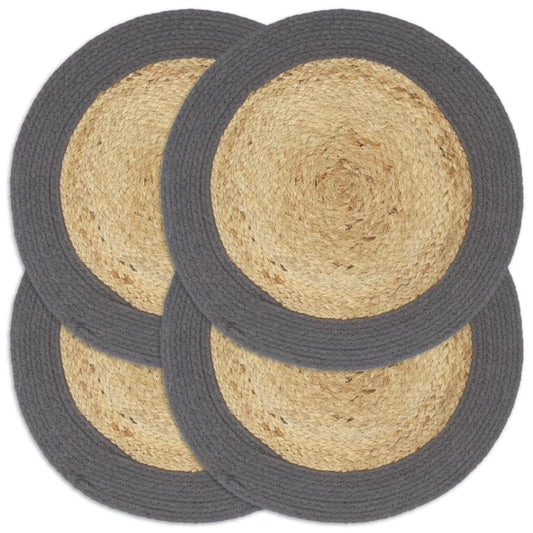 Tischsets 4 Stk. Natur und Anthrazit 38 cm Jute und Baumwolle - Pazzar.ch