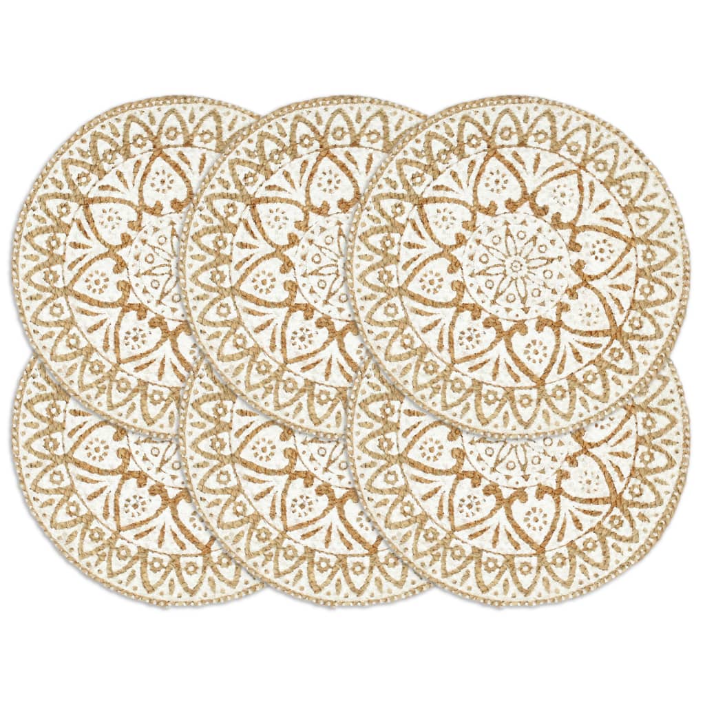 Tischsets 6 Stk. Weiß 38 cm Rund Jute - Pazzar.ch