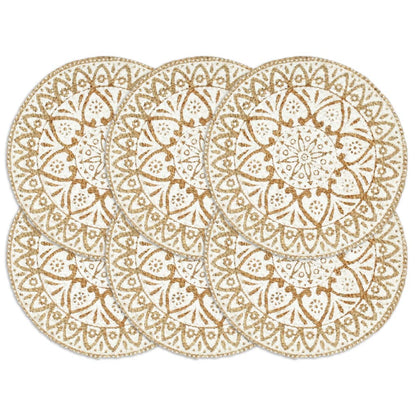 Tischsets 6 Stk. Weiß 38 cm Rund Jute - Pazzar.ch