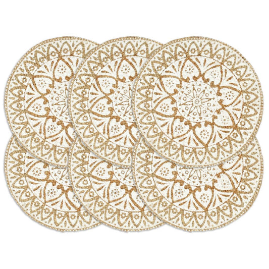 Tischsets 6 Stk. Weiß 38 cm Rund Jute - Pazzar.ch
