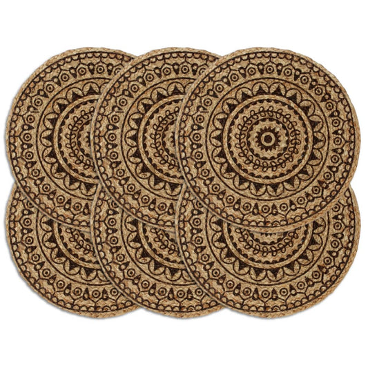 Tischsets 6 Stk. Dunkelbraun 38 cm Rund Jute - Pazzar.ch
