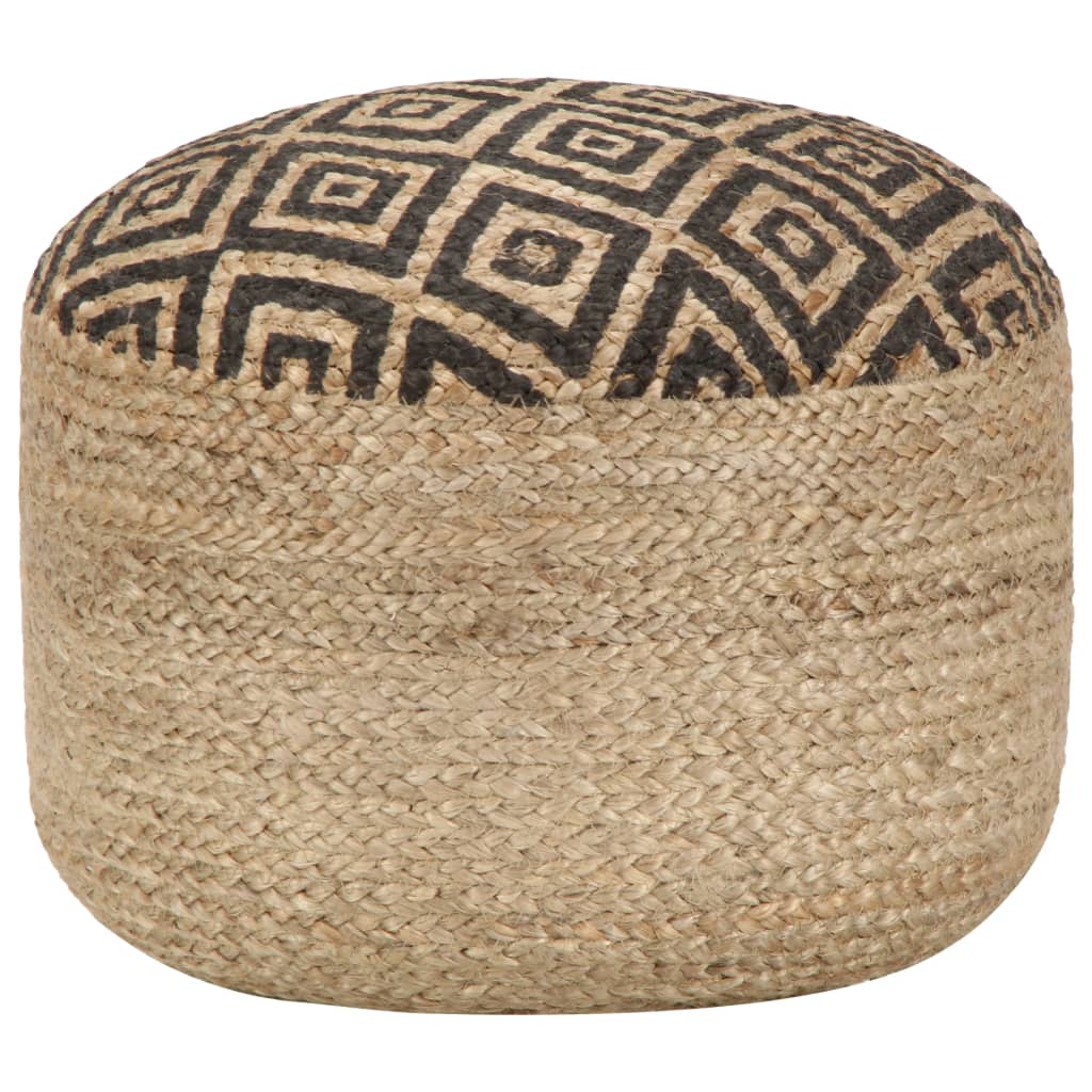 Handgefertigter Sitzpuff Schwarz 45 x 30 cm Jute - Pazzar.ch