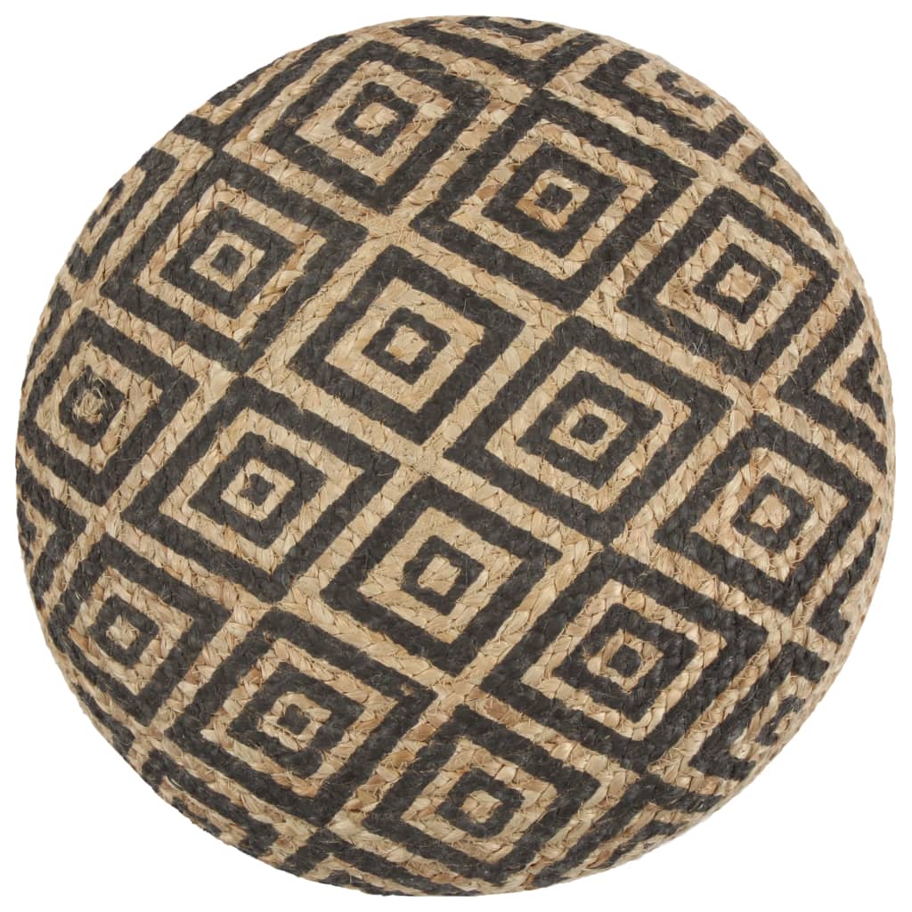 Handgefertigter Sitzpuff Schwarz 45 x 30 cm Jute - Pazzar.ch