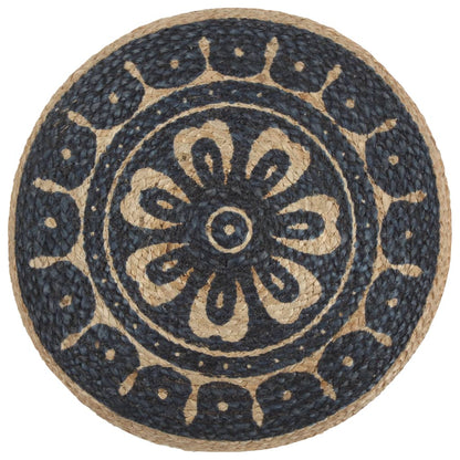 Handgefertigter Sitzpuff Blau 45 x 30 cm Jute - Pazzar.ch