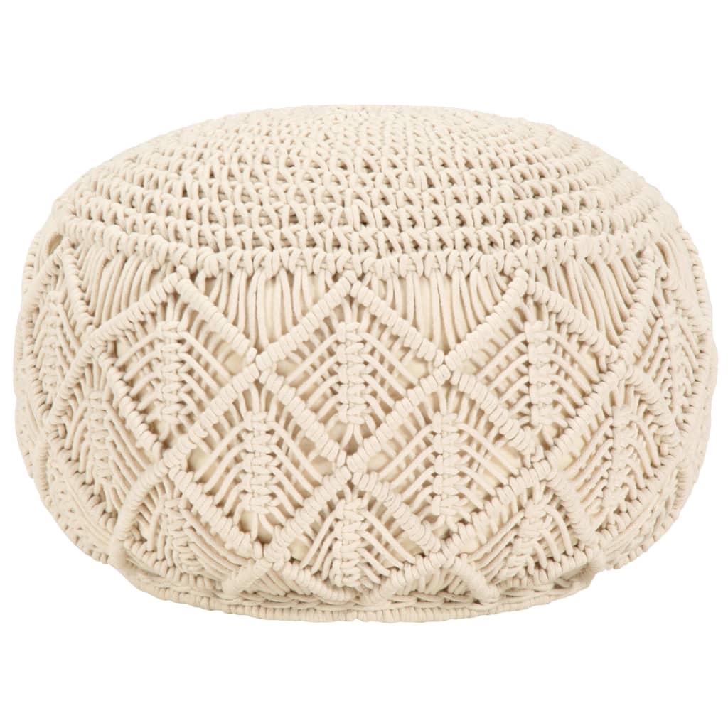 Makramee Sitzpuff Handgefertigt 45 x 30 cm Baumwolle - Pazzar.ch