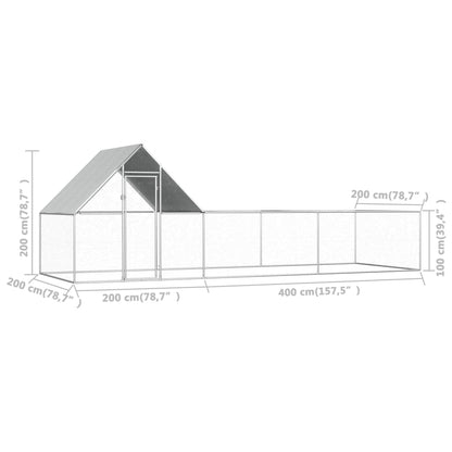 Hühnerstall 6x2x2 m Verzinkter Stahl - Pazzar.ch