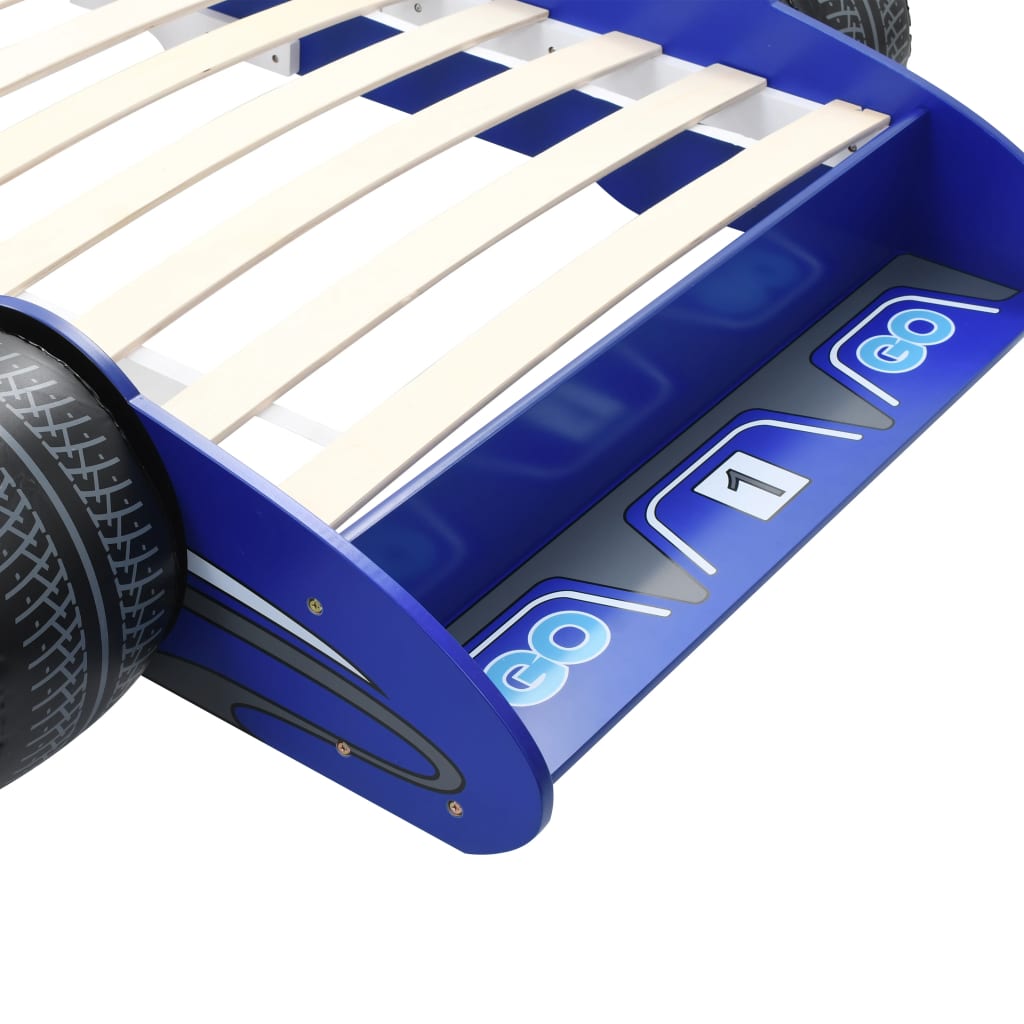 Kinderbett im Rennwagen-Design 90 x 200 cm Blau - Pazzar.ch