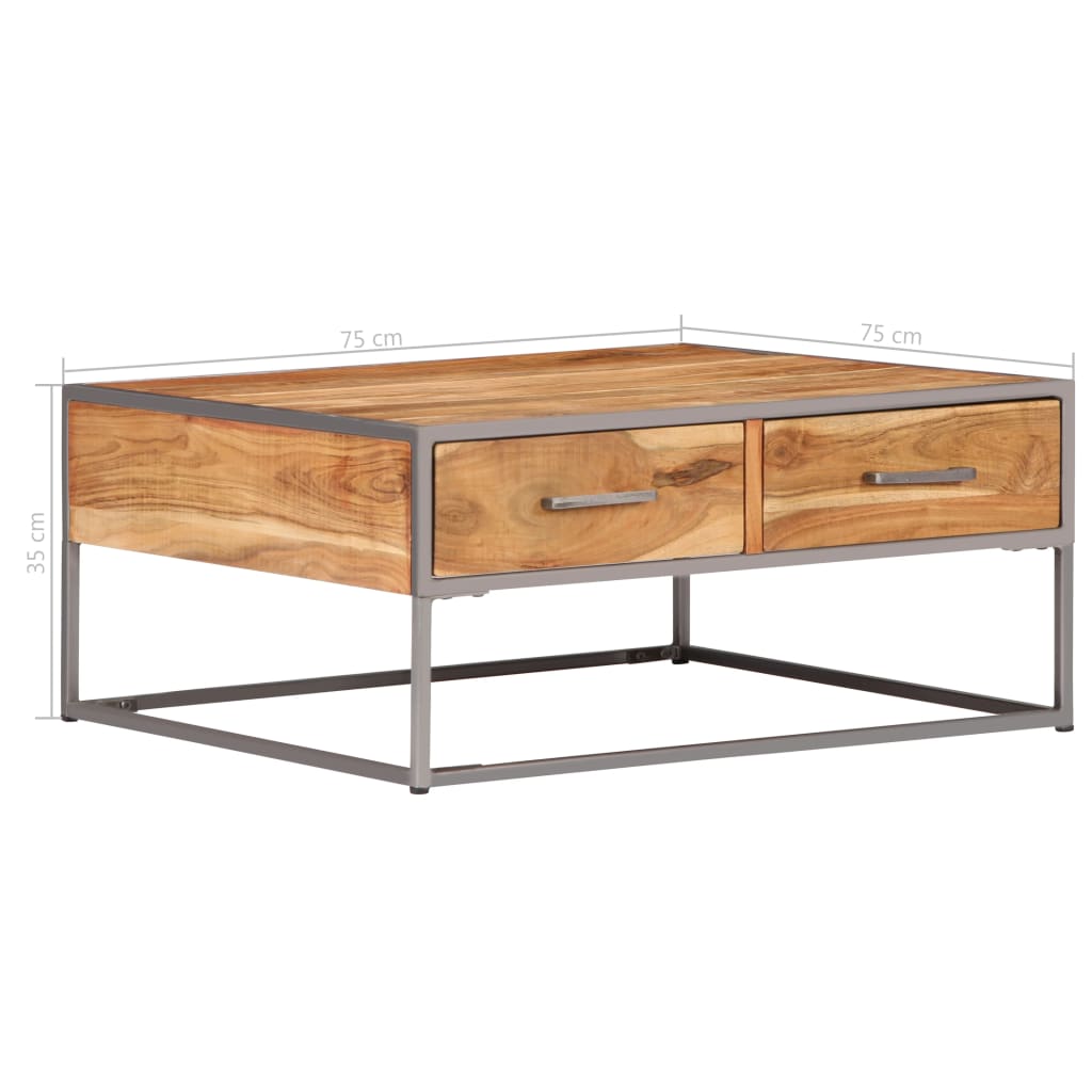 Couchtisch 75 x 75 x 35 cm Massivholz Akazie - Pazzar.ch