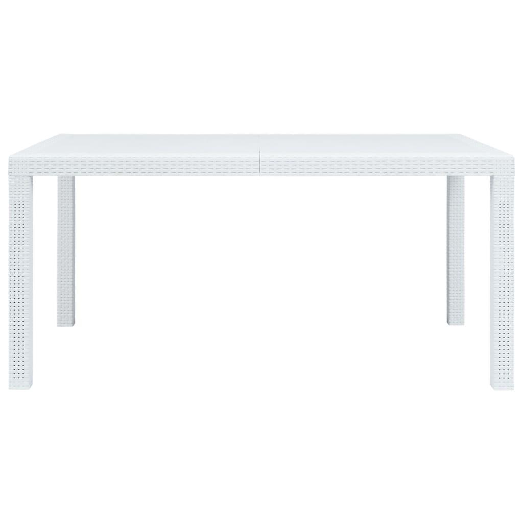 Gartentisch Weiß 150x90x72 cm Kunststoff Rattan-Optik