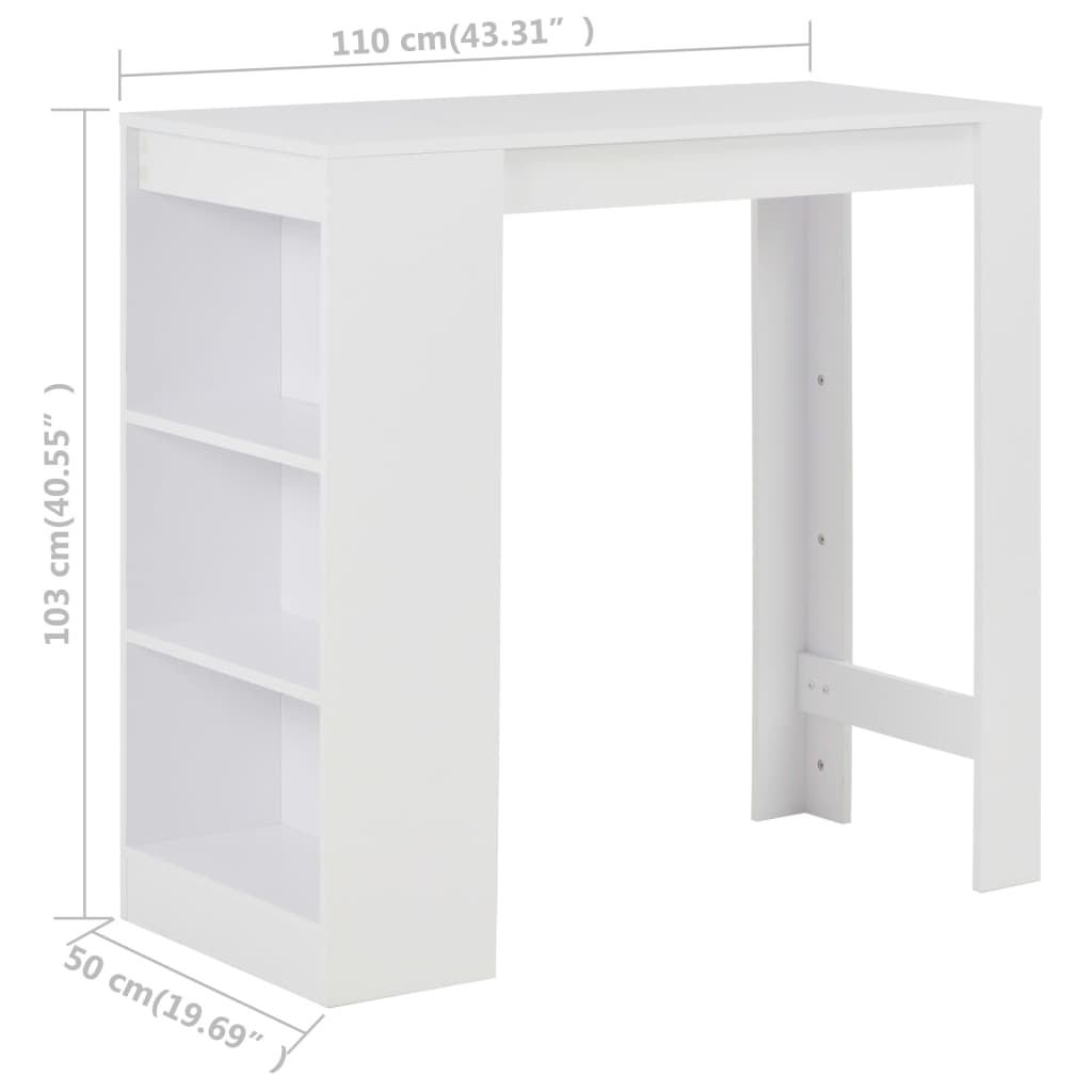 Bartisch mit Regal Weiß 110x50x103 cm - Pazzar.ch