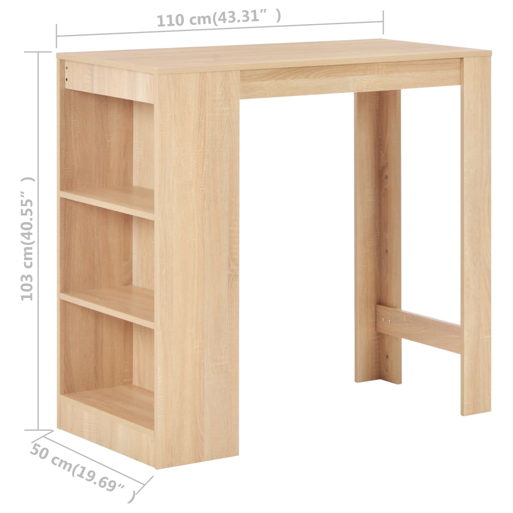 Bartisch mit Regal Eichenbraun 110x50x103 cm - Pazzar.ch