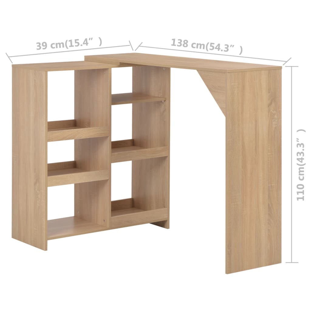 Bartisch mit Beweglichem Regal Eichenbraun 138x39x110 cm - Pazzar.ch