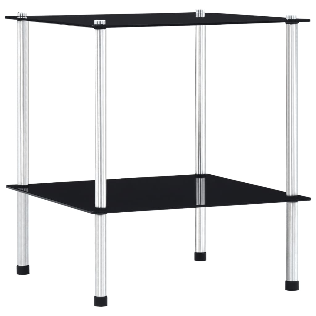 Regal mit 2 Ablagen Schwarz 40x40x47 cm Hartglas - Pazzar.ch