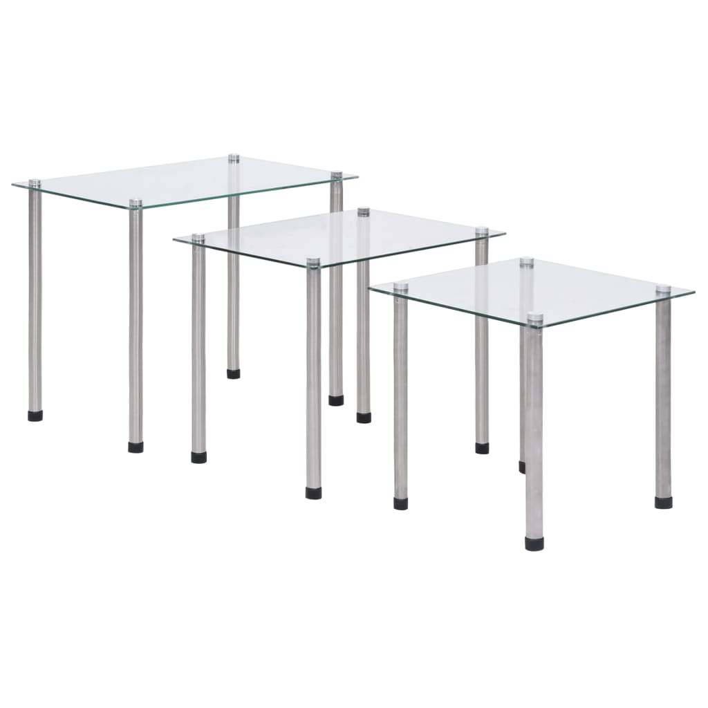 Satztische 3-tlg. Transparent Hartglas - Pazzar.ch