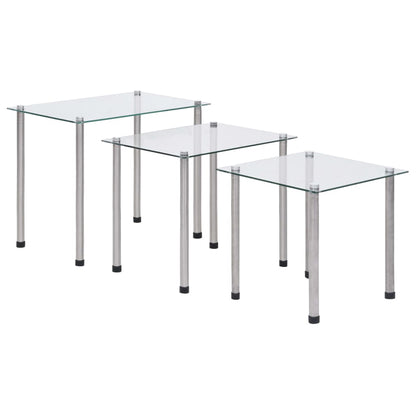 Satztische 3-tlg. Transparent Hartglas - Pazzar.ch