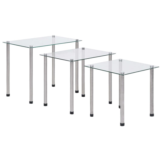 Satztische 3-tlg. Transparent Hartglas - Pazzar.ch