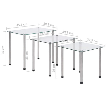 Satztische 3-tlg. Transparent Hartglas - Pazzar.ch