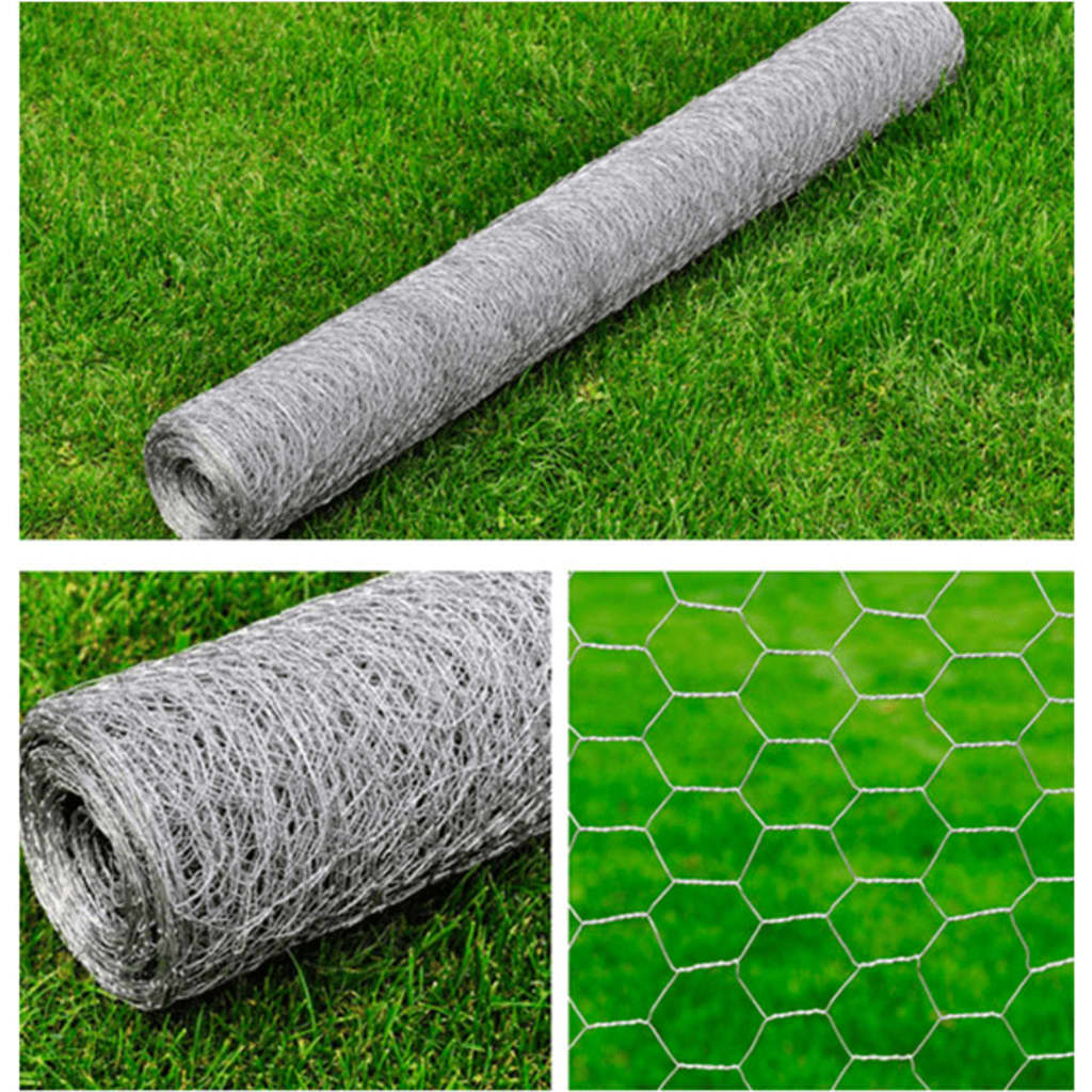 Maschendrahtzaun Verzinkter Stahl Hexagon 1×25 m Silbern - Pazzar.ch