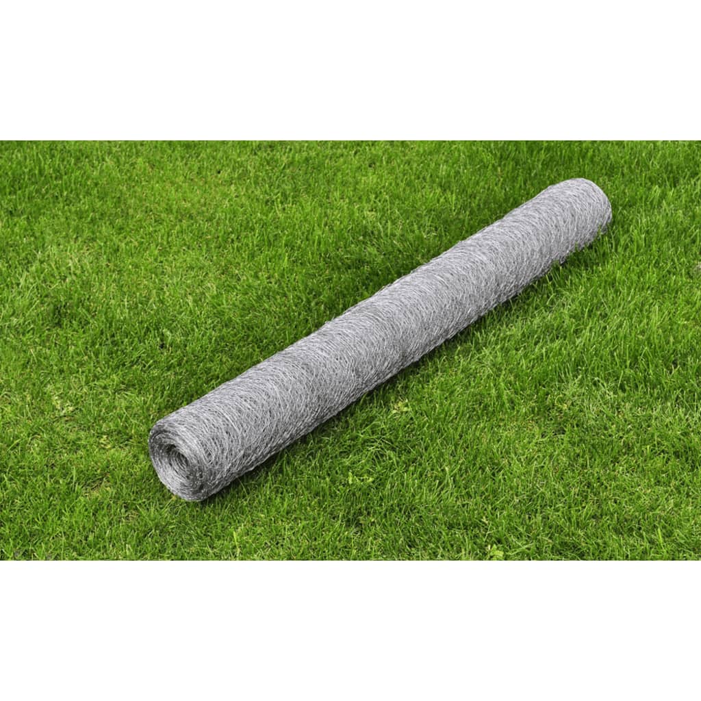 Maschendrahtzaun Verzinkter Stahl Hexagon 1×25 m Silbern - Pazzar.ch