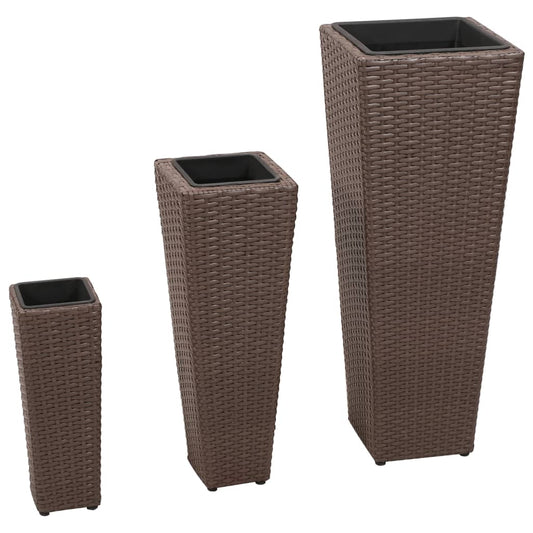 Garten-Hochbeet 3-tlg. Poly Rattan Braun - Pazzar.ch