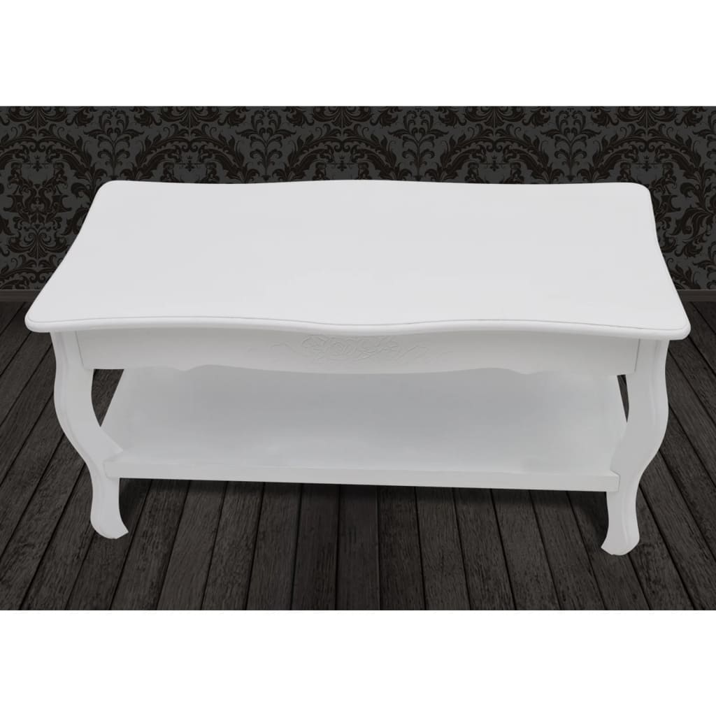 Couchtisch mit Ablageboden MDF Weiß - Pazzar.ch