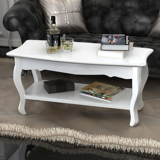 Couchtisch mit Ablageboden MDF Weiß - Pazzar.ch