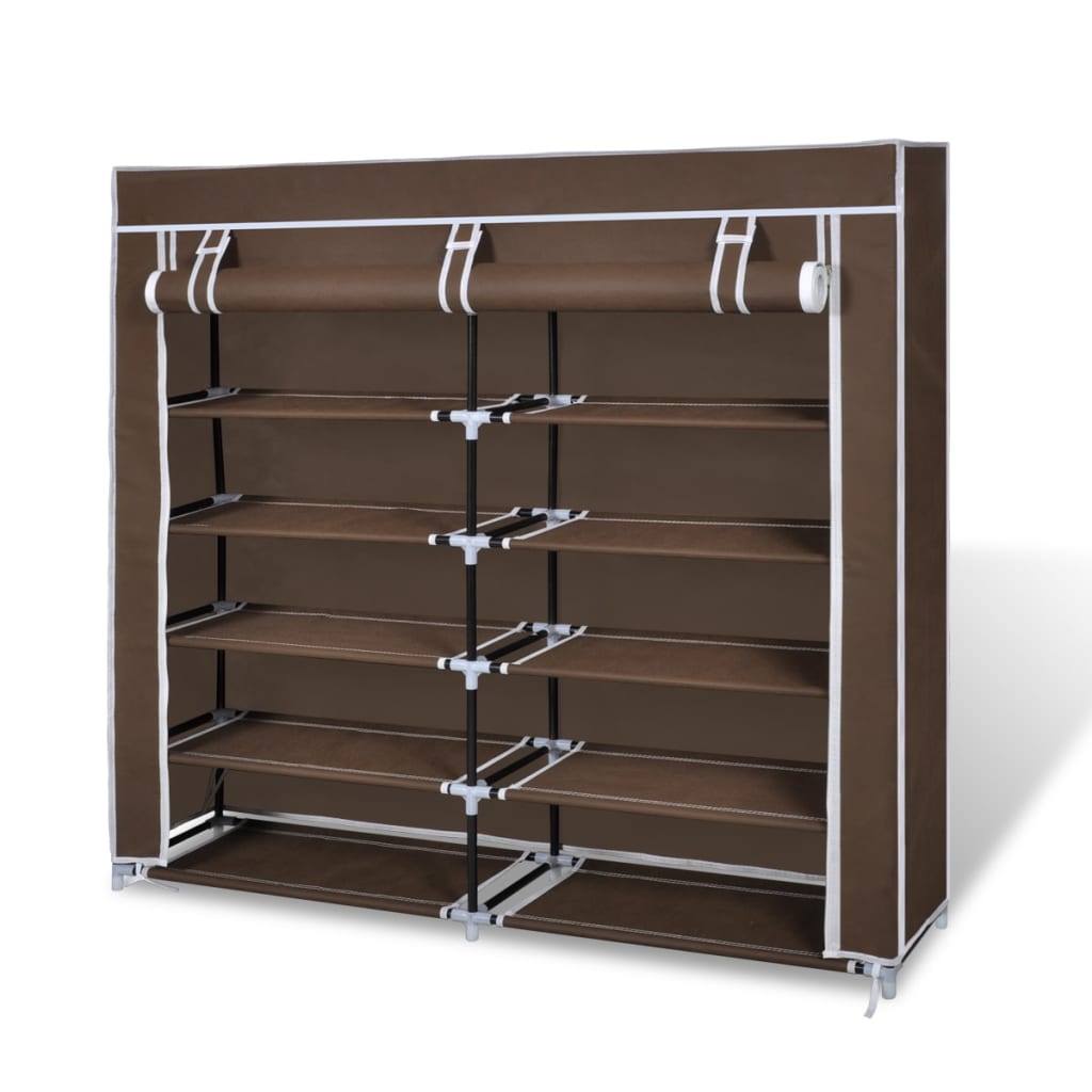 Stoff Schuhschrank mit Abdeckung 115 x 28 x 110 cm Braun - Pazzar.ch