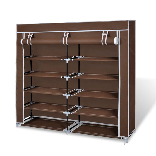 Stoff Schuhschrank mit Abdeckung 115 x 28 x 110 cm Braun - Pazzar.ch