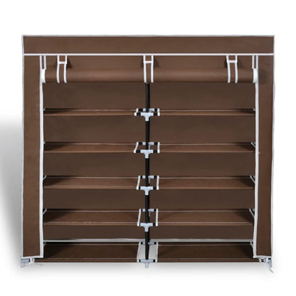 Stoff Schuhschrank mit Abdeckung 115 x 28 x 110 cm Braun - Pazzar.ch