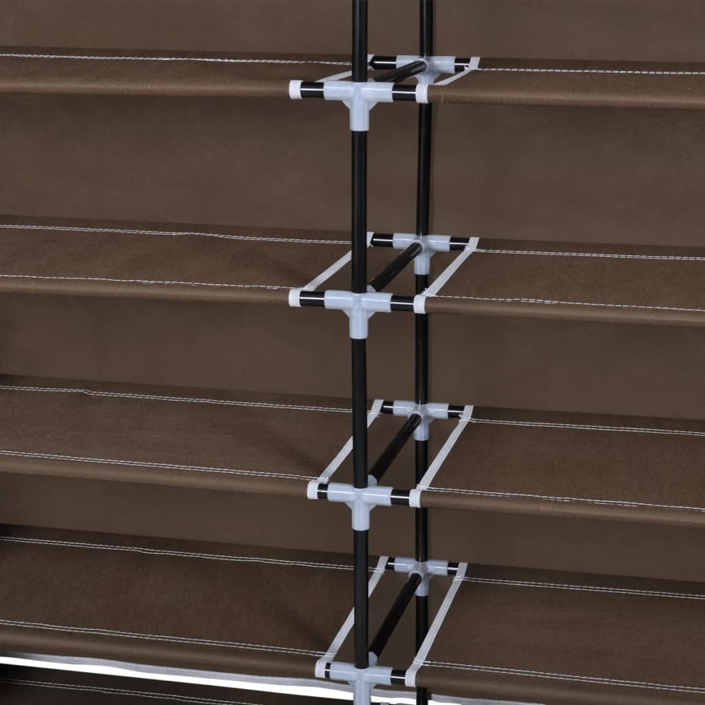 Stoff Schuhschrank mit Abdeckung 115 x 28 x 110 cm Braun - Pazzar.ch