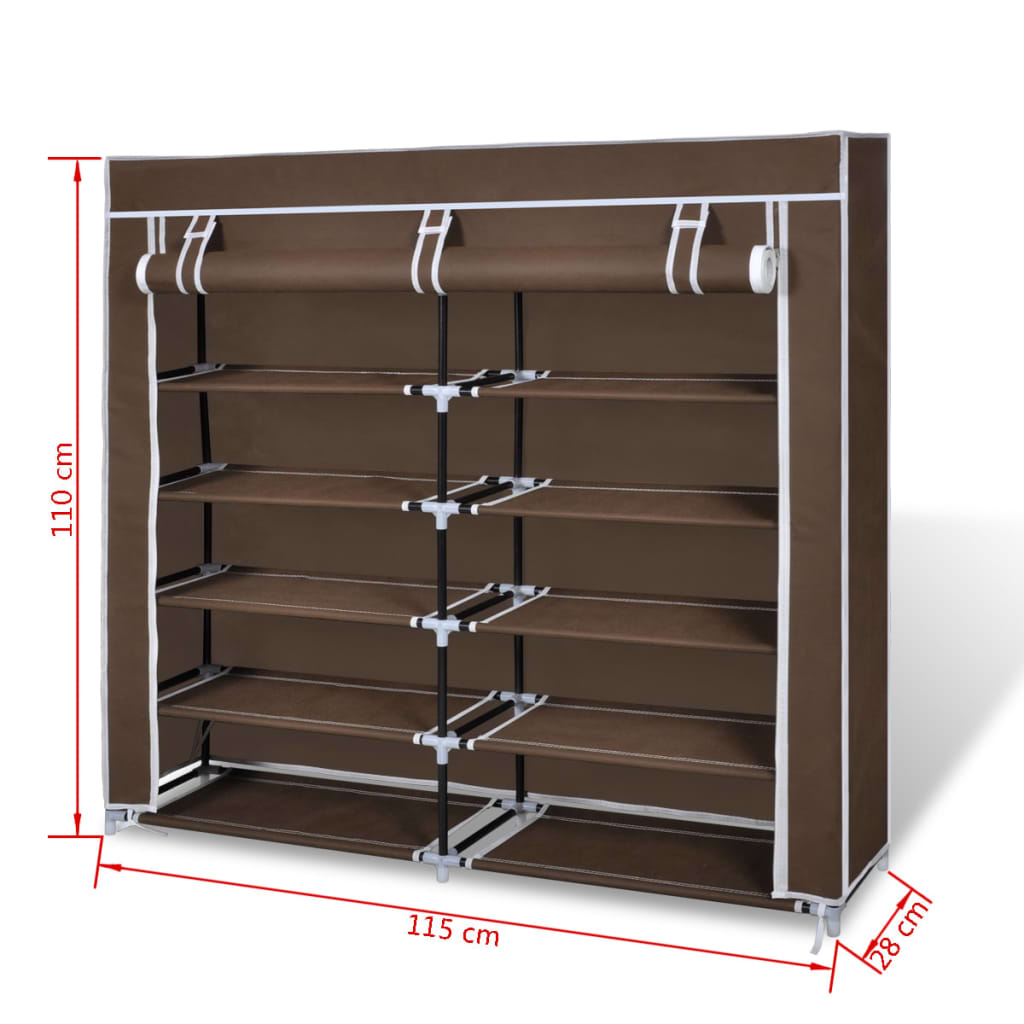 Stoff Schuhschrank mit Abdeckung 115 x 28 x 110 cm Braun - Pazzar.ch
