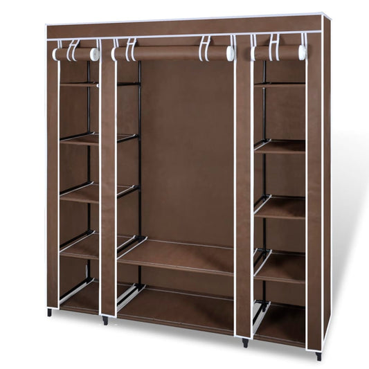 Stoffschrank mit Fächern und Stangen 45×150×176 cm Braun - Pazzar.ch